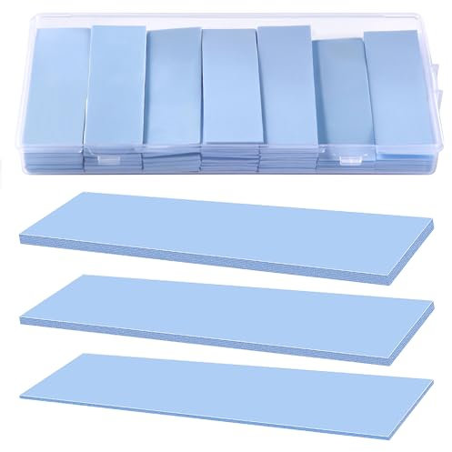 VooGenzek 45 PCS Assorted Thickness 0.5/1/1.5 mm Silicone Thermal Pad with 6.0 W/mk Thermal Conductivity, Reusable Thermal Conductive Silicone Pad, for SSD CPU GPU LED IC Chipset Cooling