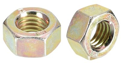 METALLIXITY Karbonstahl metrisches Grobgewinde verzinkte Sechskantmuttern | 100 Stück, gelb verzinkt, M8x1,25mm, für DIY Heimwerkerreparaturen, Sechskantmuttern