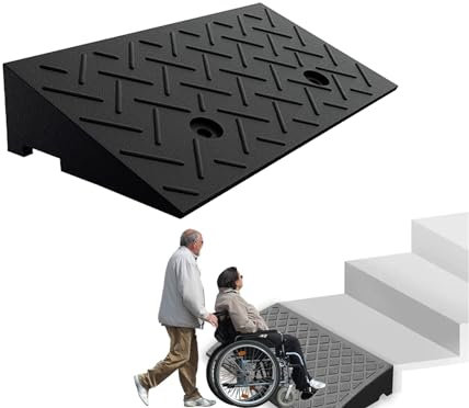 Auffahrrampe Gummirampe Bordsteinkanten Rampe aus Gummifasern Tragbar Dicke Rampenmatte Wasserdicht Spleißbar mit Strukturierter Oberfläche für Auto Rollstuhl Wohnmobil Motorrad Handwagen (Size : A-4