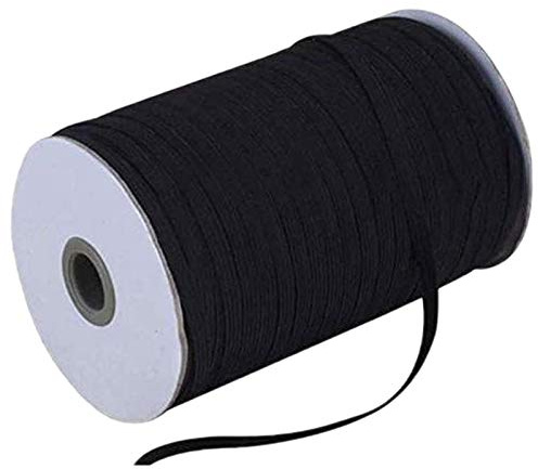 Biwwubik Cinta de goma tejida con alta elasticidad tejer cuerda elástica bobina fabricación de puños de caballo caminando 1 cm 100 yardas negro
