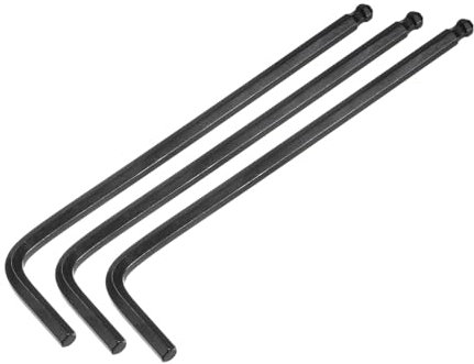 sourcing map 3 llaves hexagonales con extremo de bola de 5 mm, herramienta métrica de reparación de brazo largo CR-V en forma de L para reparación de muebles de bicicletas, color negro