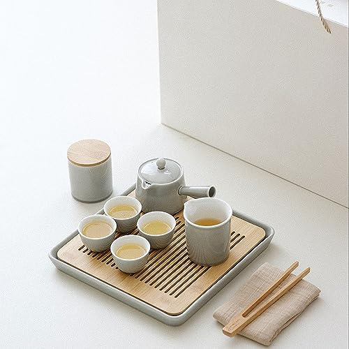 XaEjNzwDT teteras para te Tetera marroqui uego de Cafe Juego de Tetera y té Simple de hollín de Estilo japonés, Juego de té de Kung Fu de cerámica para Hacer té de Lujo Ligero para el hogar(Colo