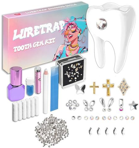 30 Stück Zahnschmuck Zahnstein Schmuck Tooth Gem Kit Zahnschmuck Set Zahnstein Set Tooth Gems Zahn Steinchen Set Enthält 1440 Strasssteine und 5 Marquise-Diamanten