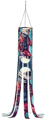 Cool Man in Outer Space Galaxy Halloween Windsocks 40'' Halloween Outdoor Hanging Decor for Yard Patio Garden Pathway Party