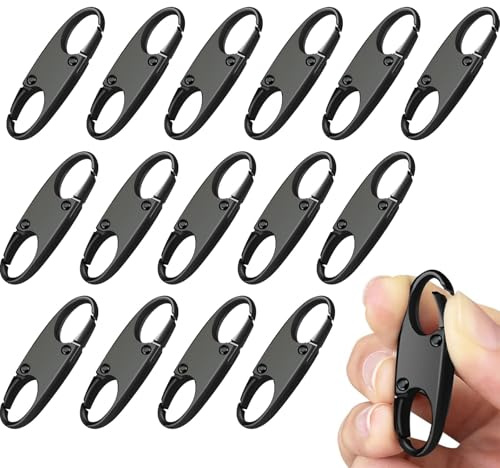 Aiyraa 15 PCS Zipper Clips Anti Theft, Small Zipper locks for Backpacks 37mm, Double Opening Snap, S carabiner clips for Outdoor sports, Camping, Traveling, Fishing