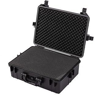 Electronicx Hartschalen-Kamerakoffer mit Schaumstoff - Stoßfest, IP55 Wasserdicht & Verschließbar - Für DSLR, Objektive, Drohnen, Werkzeug & Waffen (57 x 41.5 x 21.5cm, Schwarz)