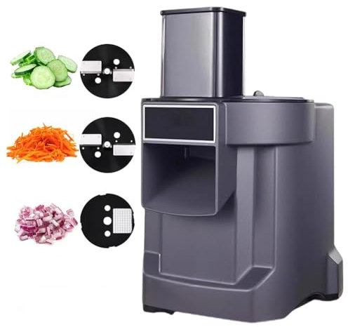 TsoLay Cortador de Verduras Multifuncional eléctrico, rallador rotativo eléctrico de 100 W, Cortador de Frutas y Verduras Comercial con 3 moldes de Acero Inoxidable, Adecuado para pepinos, Zanahorias