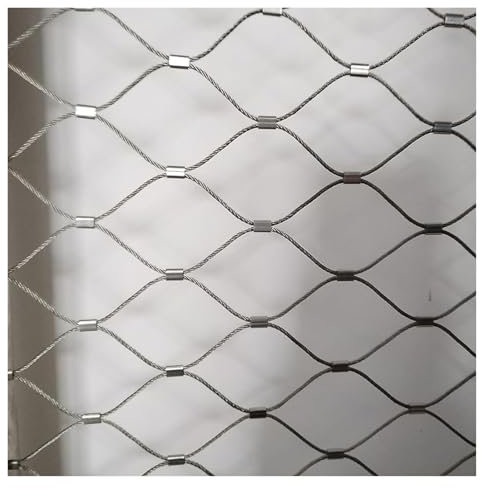 DTVEW 304 Edelstahl-Seilnetz, 10cm/1,5mm Treppenschutzzaun Anti-Fall-Schutznetz, Flexible Gartenfarmgrenze Sicherheitsnetz(1x2m)