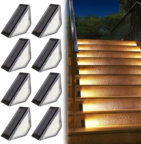 BORDEAG 8 Stück Solarlampen für Außen, Treppenlicht, Solarleuchten für Außen, wasserdicht, Ip65 Wasserdicht, Gartenleuchten für Garten, Hof, Gehweg