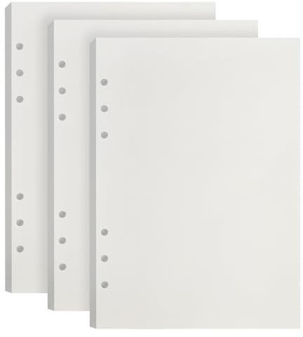 GYSRXS 3 Packungen A5 Nachfüllpapier Blanko 135 Blätte Ringbuch Nachfüllbar Papier 6 Löcher Notizpapier Nachfülleinlagen für A5 Notizbuch,Tagbuch,Skizze,Malerei