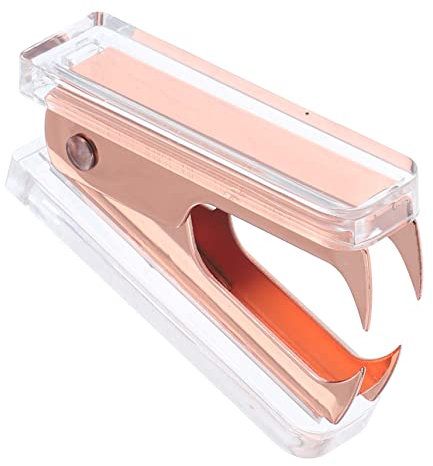 HAPINARY Ergonomischer Handlicher Heftklammerentferner Transparent Roségold Acryl Für Bürobedarf Und Homeoffice Leichtes Staple Remover Werkzeug Mit Marmor-design