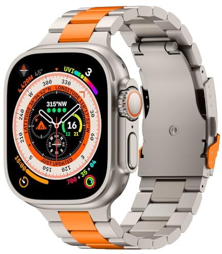 SEURE Titan Armband Kompatibel mit Apple Watch Ultra 2/Ultra 49mm,Serie 10 46mm,Serie 9/8/7 45mm,Serie SE2/6/SE/5/4 44mm, 3/2/1 42mmTitanlegierungs armband Sport Ersatzarmbänder