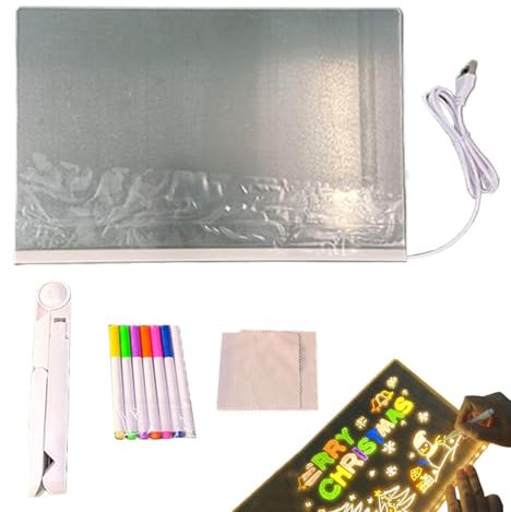 LED-Schreibtafel – Leuchtendes Zeichenbrett, Acrylnachrichtentafel mit LED | beleuchtete Acryl-Nachrichtentafel, trocken abwischbar, leuchtendes Zeichenbrett, Schreibtafel