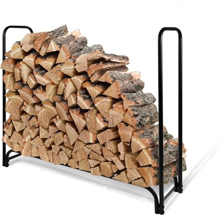KARAT Stapelhilfe für Brennholz für Innen & Außen -Verstellbare Kaminholzaufbewahrung für den Außenbereich aus Stahl Kaminholzregal - Patmos XL - 36x118x114cm