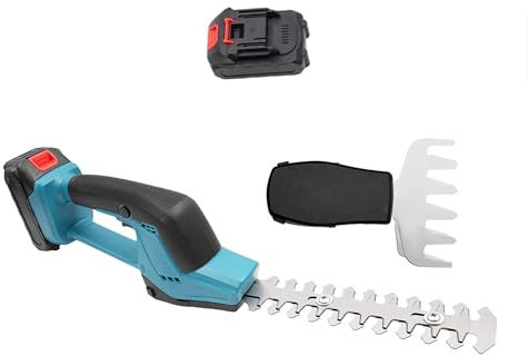 2 in 1 Cordless Hedge Trimmer 200W 105mm Cutting Width Cordless Grass Shear & Shrubbery Trimmer 1500mAh Electric Grass Trimmer with 2 Interchangeable Blades fit Lawn Edging, Shrub Shears