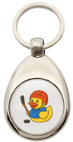 Huuraa Schlüsselanhänger Quietscheente Eishockey Gummiente Hockey Geschenk | Einkaufswagenchip Geschenkidee Motiv Anhänger für Frauen und Männer