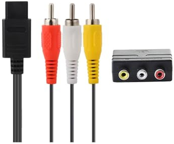 RUITROLIKER Audio-Video-Composite-TV-Kabel mit 3 RCA auf Scart-Adapter, kompatibel mit N64 SNES NGC Konsole, 1,8 m