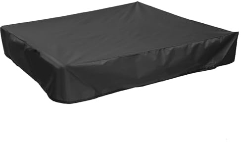 Sandlådeskydd vattentät fyrkantig sandlåda Oxford duk dammskydd dammskydd dammskydd med dragsnöre trädgårdssandlåsskydd (svart, 120 × 120 × 20 cm)
