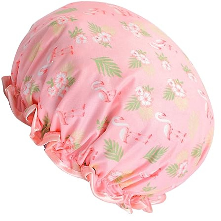 SAFIGLE Duschhaube Doppellagig Flamingo Design Damen Badehut Leicht Faltbar Für Dusche Küche Spa