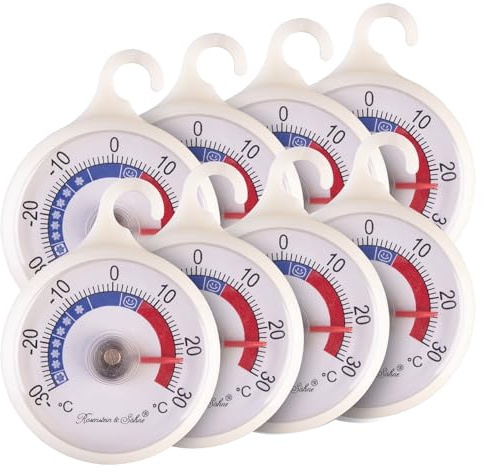 Rosenstein & Söhne Kühlschrank Thermometer: 8er-Set Gefrier- & Kühlschrankthermometer, farbige Zonen, 51mm Anzeige (Thermometer)