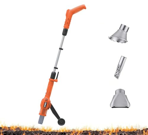 DWD® Electric Garden Weed Burner Wand- 2000W up to 600°c - 3 Nozzles 2.4M Lead Length - No Gas Chemical Free 100% Safe BBQ Charcoal Lighter Driveway Weeding Tool Torch with Guide Wheel for Easy Use