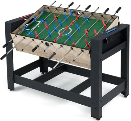 COSTWAY 2 in 1 Calcio Balilla, Tavolo da Biliardo con 2 Palline, Stecche Triangolo Spazzola e Gessetti, Tavolo Multigioco per Casa Sala Giochi e Feste (Stile 1)