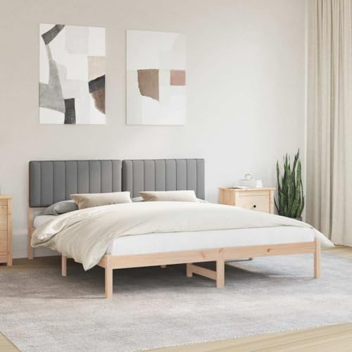 QJBSAVVA Holzbettgestell 180x200 Kiefer massiv gepolstertes Kopfteil Hellgrau Robustes Doppelbett ohne Boxspring Modernes Design für Schlafzimmer Jugendzimmer Gästezimmer