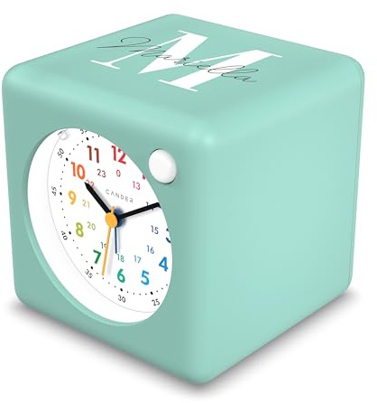 Personalisierter Kinderwecker mit Namen und Motiven I Lautloser analoger Wecker mit Nachtlicht ohne Ticken I Lernuhr für Kinder, batteriebetrieben für Schule, Kindergarten und Nachttisch