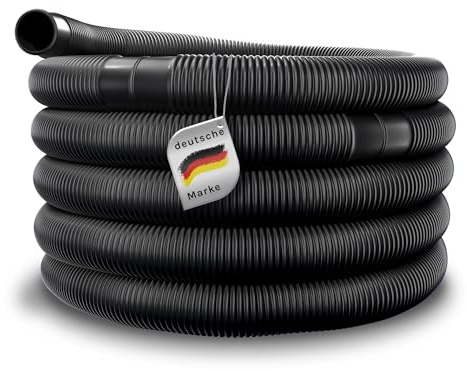 Poolschlauch/Solarschlauch Ø 32 mm | 5 m schwarz - Schwimmbadschlauch geriffelt mit verstärkten, gemufften Enden - UV- und chlorbeständig, flexibel, kombinierbar für Filteranlagen und Pool
