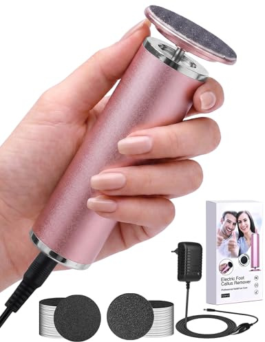 Rapeuse Pieds électrique avec 60 Disques Abrasifs et Vitesse Variable Anti-callosité Lime Pieds Electrique Râpe à Pied Pédicure Élimine Callosités Et Peau Morte À La Maison - Rose