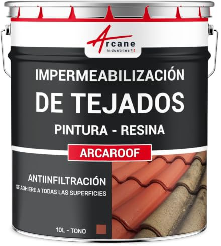 Étanchéité Toiture, Peinture Résine d'Étanchéité - ARCAFILM 10 L Tuile | Résine d'Étanchéité Souple, Toitures en Pente, Terrasses, Tuile, Béton, Zinc, Bois, Résiste aux Uv - Arcane Industries