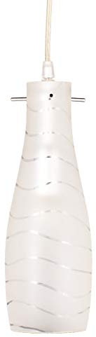 Helios Leuchten 201231 moderne LED Pendellampe | Hängelampe Leuchte Flaschenform | Pendelleuchte Glas weiss | Küchenlampe Lampe | Deckenlampe Chrom einflammig