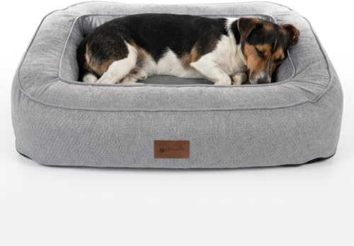 Petlando orthopädisches Hundebett Lima Ortho, ergonomische Liegefläche, waschbar 60°C, rutschfest, M Stone, Hundematte grau, Hundekissen kleine bis mittelgroße Hunde L 80 x B 55 x H 17 cm