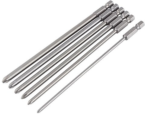 Ensemble de tournevis à tête cruciforme 6 pièces S2 acier magnétique 1/4 pouce tige hexagonale 150 mm long tournevis embout outil PH1 PH2