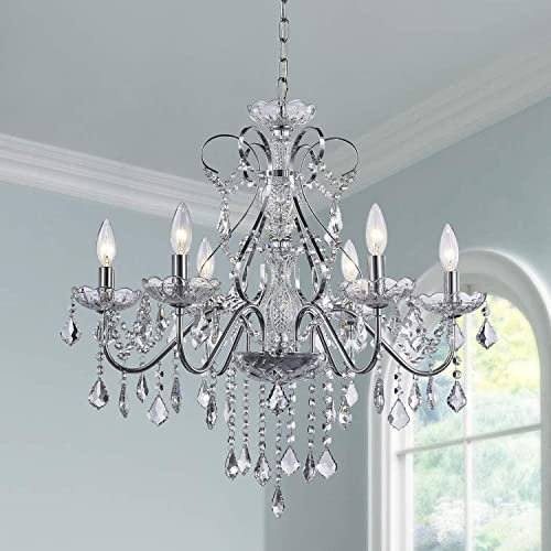 Saint Mossi 6 luce K9 lampadario di cristallo moderno lampadario, di piombaggio in cristallo per sala da pranzo, camera da letto, soggiorno, H5cm x D61cm, catena regolabile