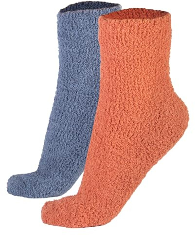 CALZITALY – 2 par vinterstrumpor, hemmastrumpor, supermjuka strumpor | blå lila | 35/38 – 39/42 | Made in Italy |, 1 par blå, 1 par kakel, 39-41 EU