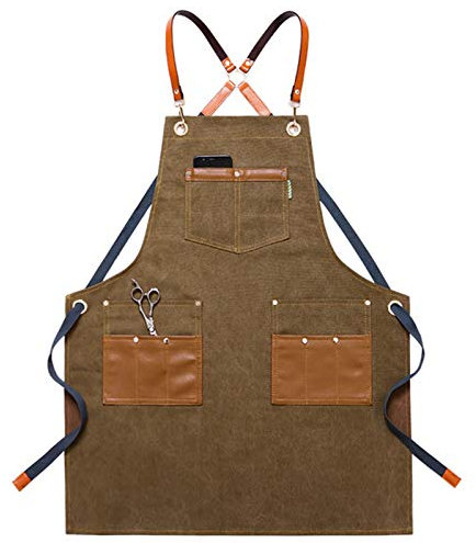 Arbeiten Schürze,Tischlerschürze Schweißerschürze Wasserfest Canvas Werkzeugschürze Herren Damen, Mann Frau, Perfekt Für Garten Keramik Werkstatt Garage (Color : Green, Size : XL)