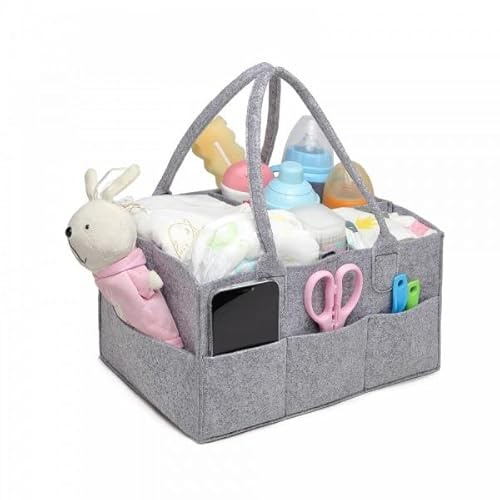 Organizador de pañales para bebé, contenedor de almacenamiento para guardería y organizador de coche para pañales y toallitas para bebé, color gris