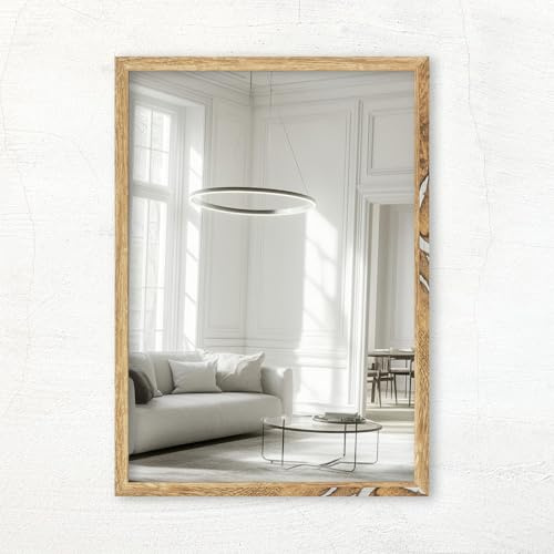 CLAMARO Vision Wandspiegel 30x80 cm Eiche Altholz mit Rahmen, 300+ Größen wählbar, Echtglas-Spiegel im Hoch- & Querformat montierbar - handgefertigt in Deutschland