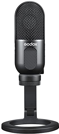 Godox UMic12 USB Cardioid Condenser Microphone Mini Desktop Recording Mic with One-Button Mute Volume Control Real-Time Monitoring for Computer Smartphone Podcasting Live Stream Vlog Recording