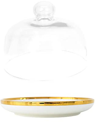 TOPBATHY Tasting Plate Glass Dome Cover for Cakes and Breads for Dessert Display at Parties Use As Confectionery Storage Plate