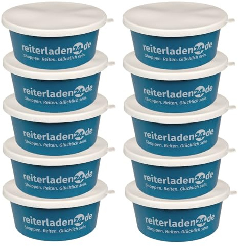 RL24 - Leckerlischale – Blau – 10 Schalen á 5l (10er Set) | Müslischale mit Deckel für Pferde – Futterschale zur Aufbewahrung von Leckerli & Pferdefutter – Leckerli-Dose