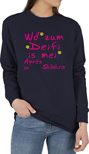 Sweater Pullover Sweatshirt Herren Damen - Skiurlaub Ski - Wo zum Deifi is mei Apres Skilehra - XS - Dunkelblau - hüttengaudi outfit skifahren party wintersport mottoparty skifahrer apre skioutfit