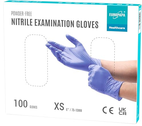 EUROPAPA® 100x Nitrilhandschuhe Lila Box Einweghandschuhe Einmalhandschuhe Untersuchungshandschuhe Nitril Handschuhe puderfrei ohne Latex unsteril latexfrei disposible gloves