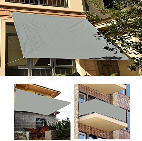 Voile d'ombrage Rectangle 1,4 x 7,5 m avec Corde Libre Voiles d'ombrage pour terrasse de Jardin auvent avec Cordes Libres Triangle Rectangle carré, Gris Clair