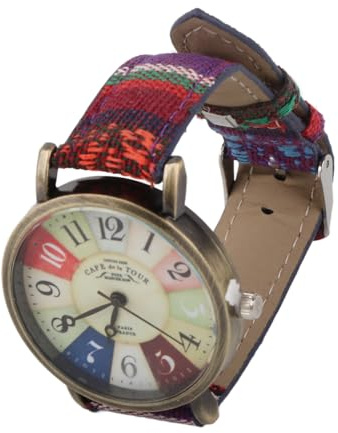 Fockety Montres, Montre-Bracelet Réglable en Laiton Solide et Durable, Montre pour Femme Hippie de Bohème Multicolore avec de Batterie intégré pour Vos Amis, Sœurs et