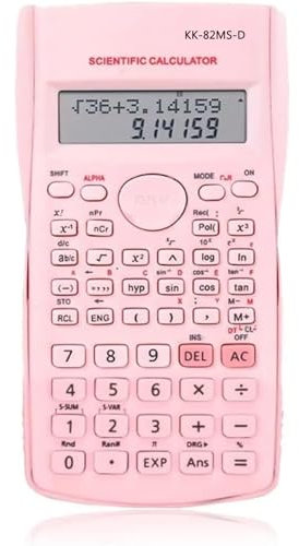 KK-82MS-D Tragbarer wissenschaftlicher Taschenrechner mit 240 Funktionen, zweizeiliges Display für Schulbedarf, Studenten, Lehrer, Geschäft, Büro, Zuhause (Rosa)