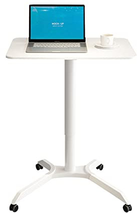 PeNbO Rednerpult-Podiumsständer, ergonomischer Sitz-Steh-Laptop-Schreibtisch mit Rollen, höhenverstellbarer tragbarer Bodenständer für Kirchenschul-Rednerpult/Weiß/Höhe 68/108 cm