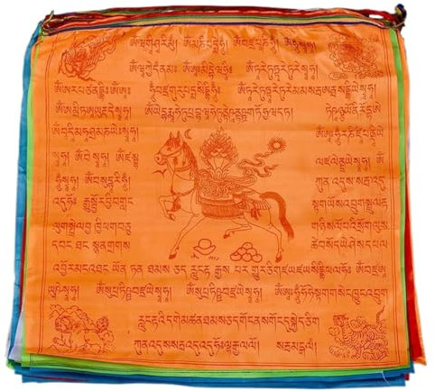Günstige Luftschlangen,Gartenfahne, Tibetische Gebetsfahnen, Outdoor, Meditations-Yoga-Flaggen, buddhistische Meditationsfahne, (ein einzelnes Stück von 45 x 45 cm, insgesamt 20 Flaggen, eine Gesamtlä