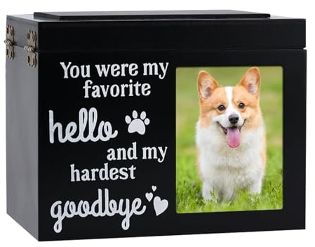 Rurunklee Urna de cenizas para mascotas | Marco de fotos de madera para cenizas de perro, urnas de recuerdo para mascotas, recuerdo de cenizas de perro, caja de fotos de cenizas de mascotas, urna de